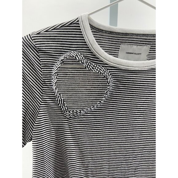 Current/Elliott Striped Cut-Out Heart T-Shirt - Picture 5 of 6